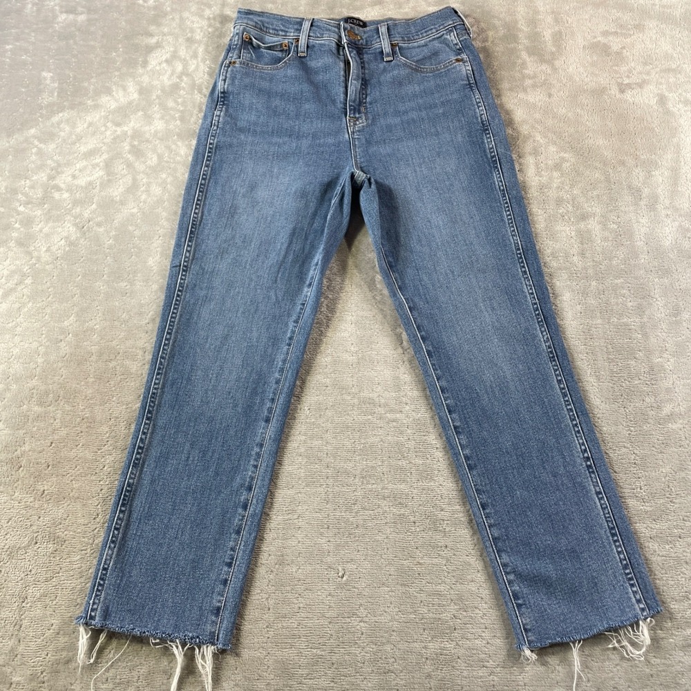 J Crew Jeans Womens 27 Blue High Rise Classic Vintage Medium Wash Frayed‎ Hem
